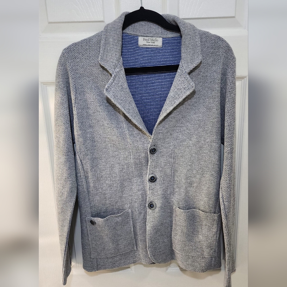 Fred Mello Blue and White Striped Jacket Eclectic Grandpa